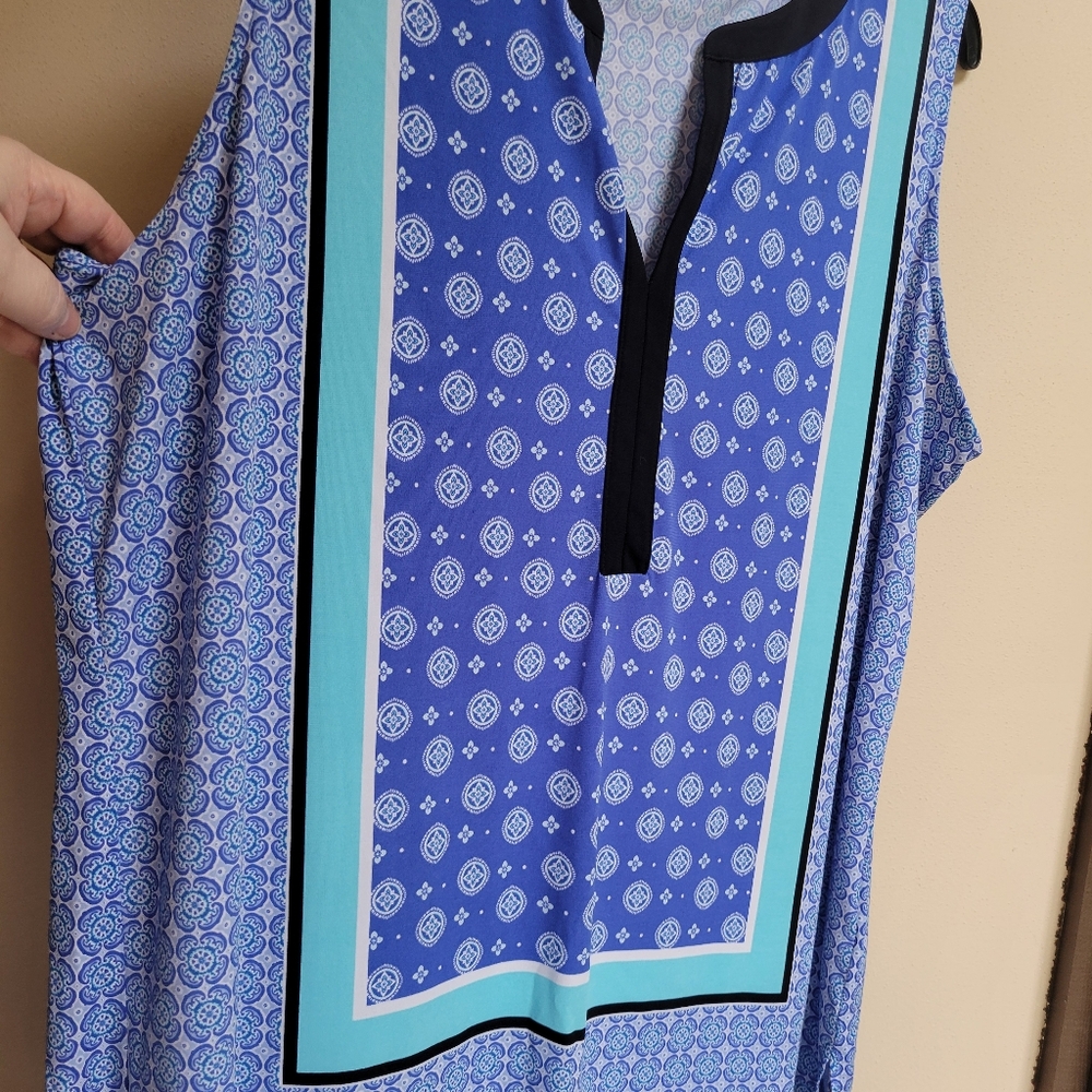 Jones New York Signature Sleeveless Geo Print Top-2X - Picture 5 of 7